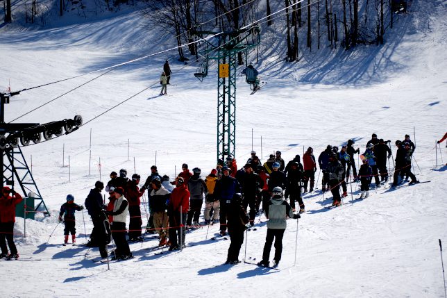 Mad River Glen ski area single chairlift on Stark Mountain Vermont