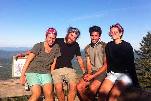 Stark's Nest warming hut at Mad River Glen with mountain hiking view Vermont